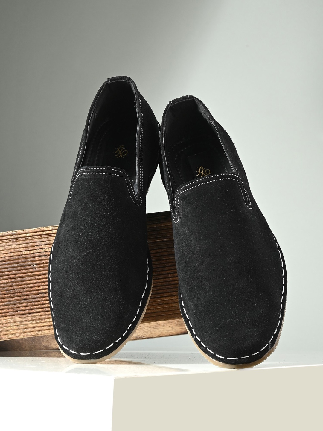 

House of Pataudi Men Casual Light Weight Slip-On Shoes, Black