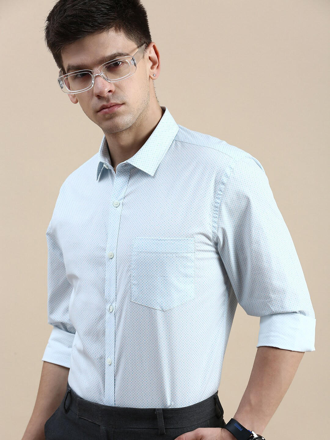

INVICTUS Comfort Slim Fit Micro Ditsy Printed Formal Shirt, Off white