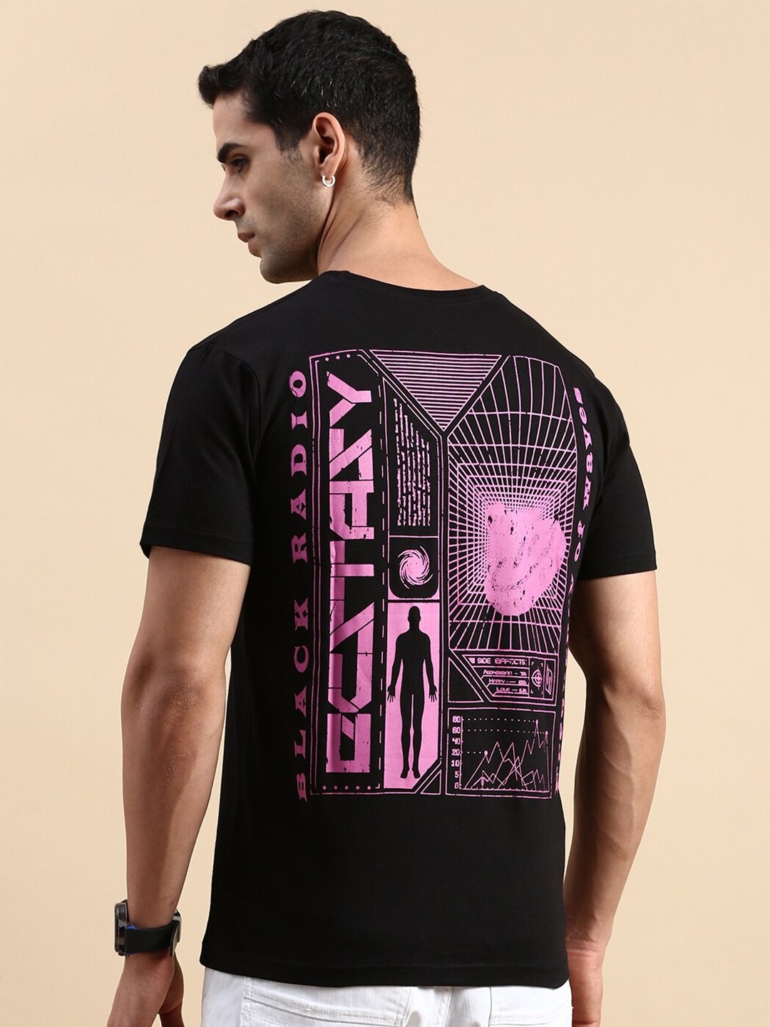 

BLACK RADIO Graphic Printed Pure Cotton T-Shirt