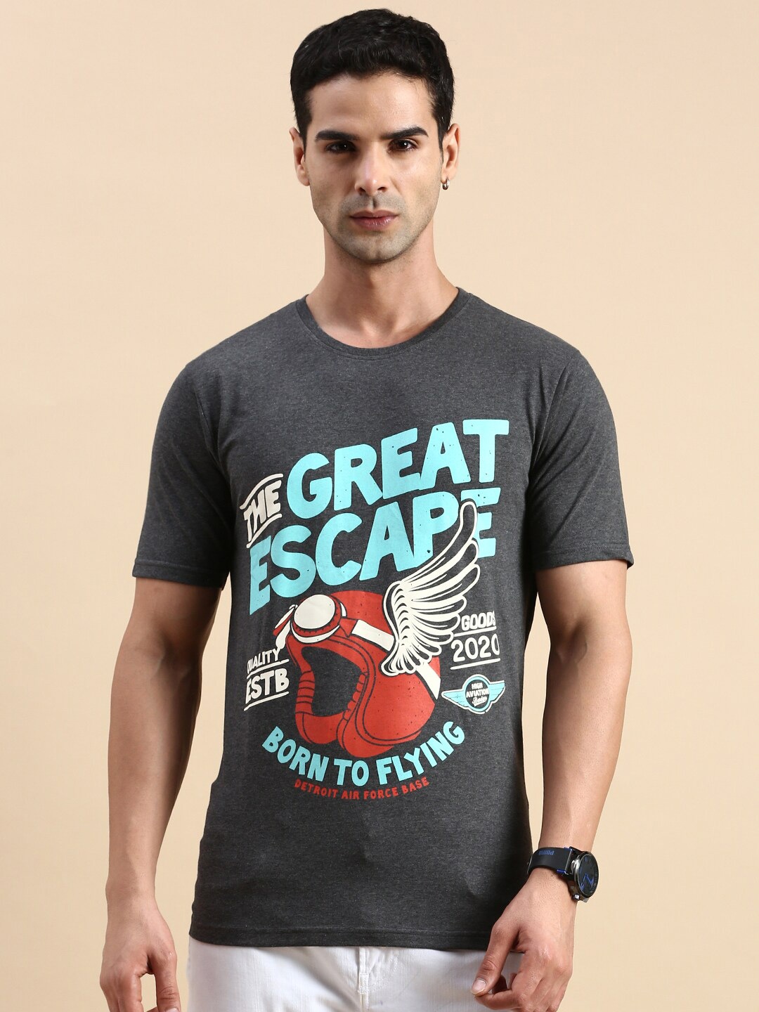 

BLACK RADIO Typography Printed Pure Cotton T-Shirt