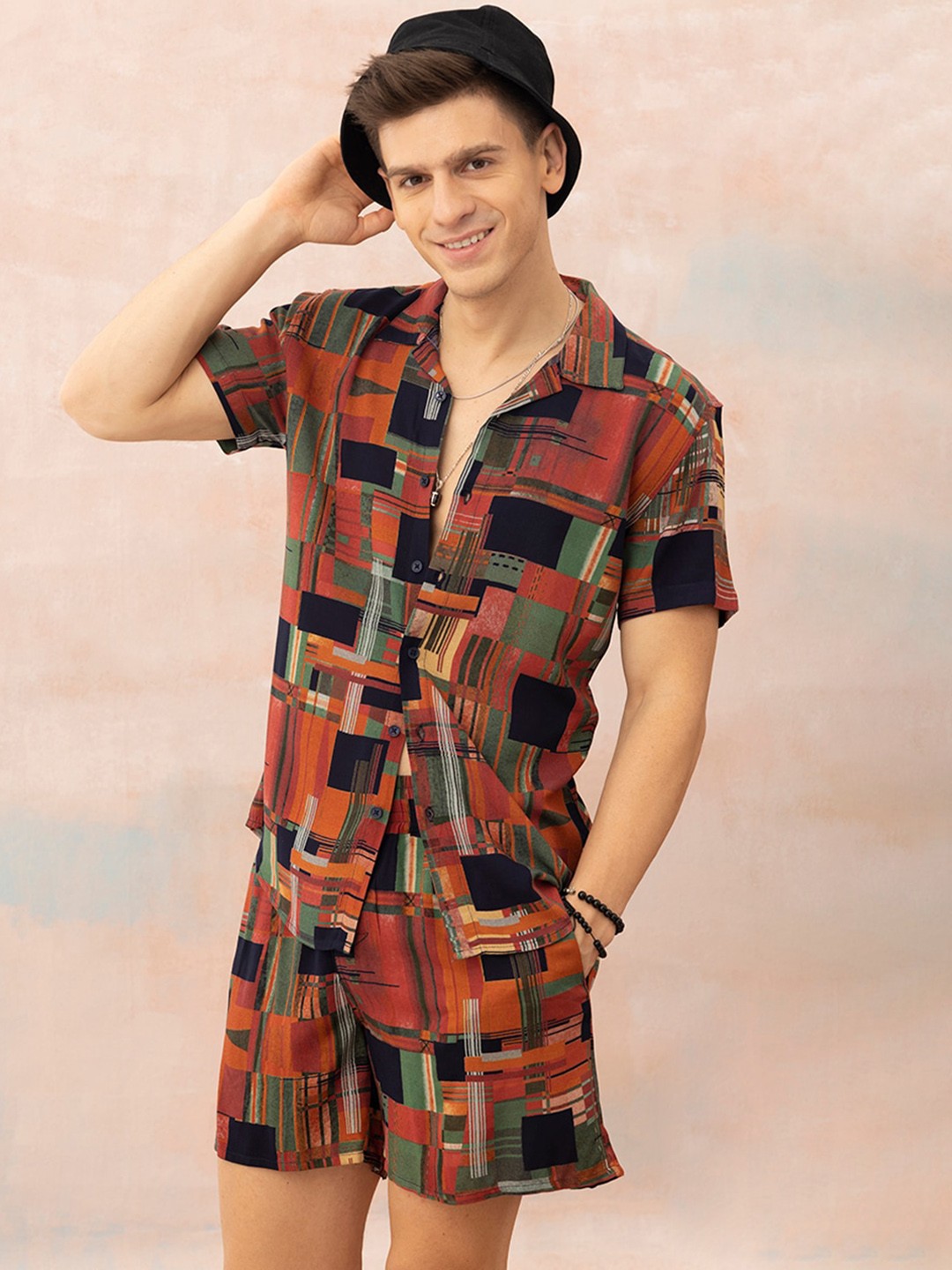 

Snitch Rust Printed Pure Cotton Shirt & Shorts