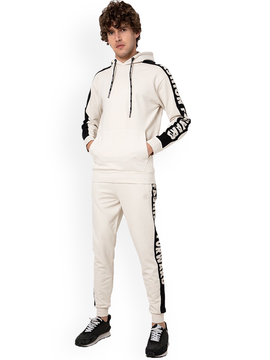 

Snitch Off White Hooded Pure Cotton Sweatshirt & Joggers