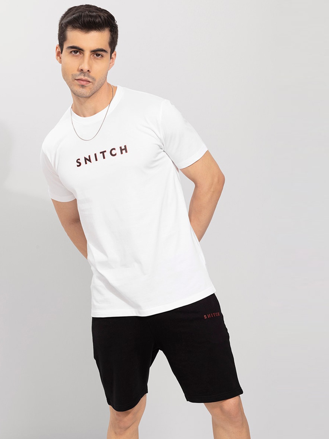 

Snitch Men Printed Pure Cotton Co-Ords Set, White