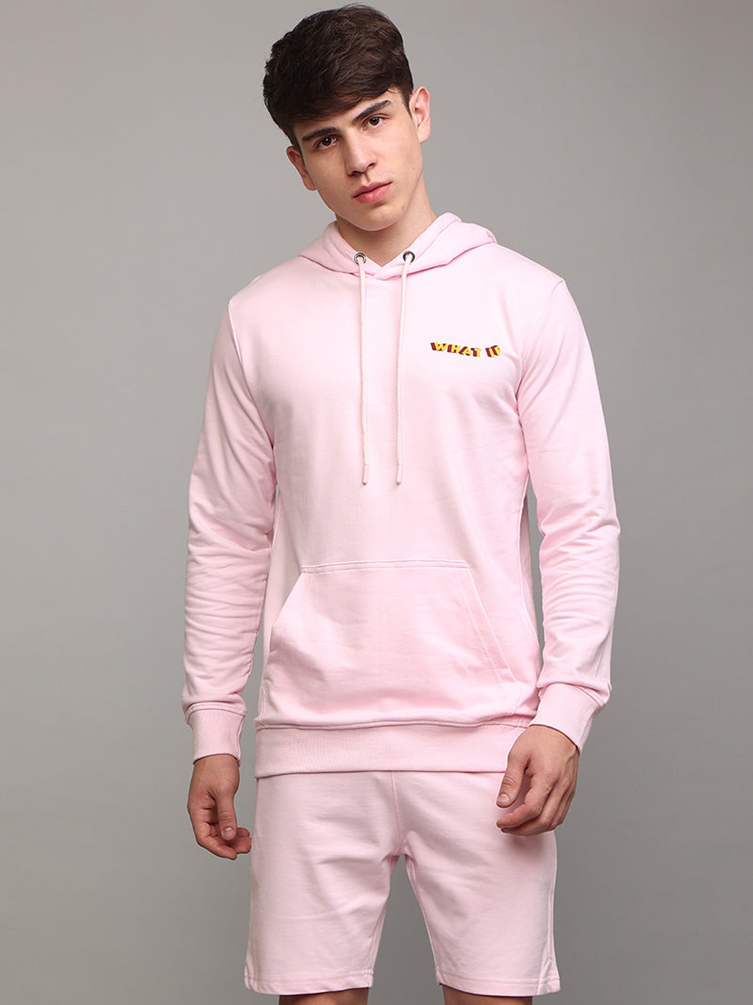

Snitch Typography Printed Pure Cotton Sweatshirt & Shorts, Pink