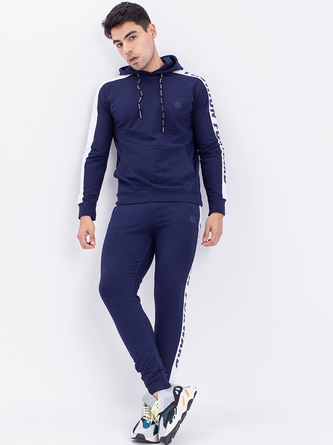 

Snitch Navy Blue Hooded Pure Cotton Sweatshirt And Joggers