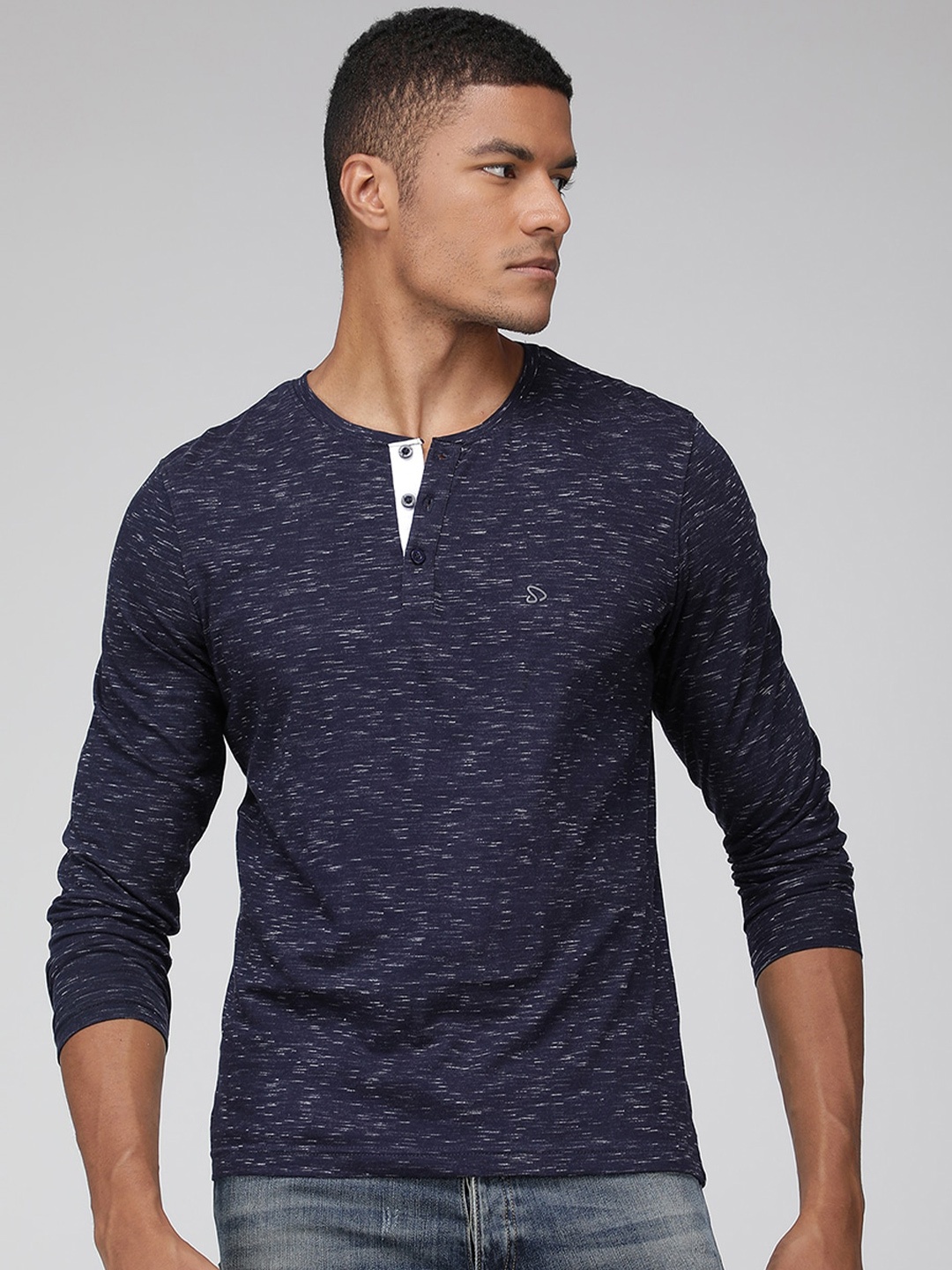 

SPORTO Henley Neck Long Sleeves T-shirt, Navy blue