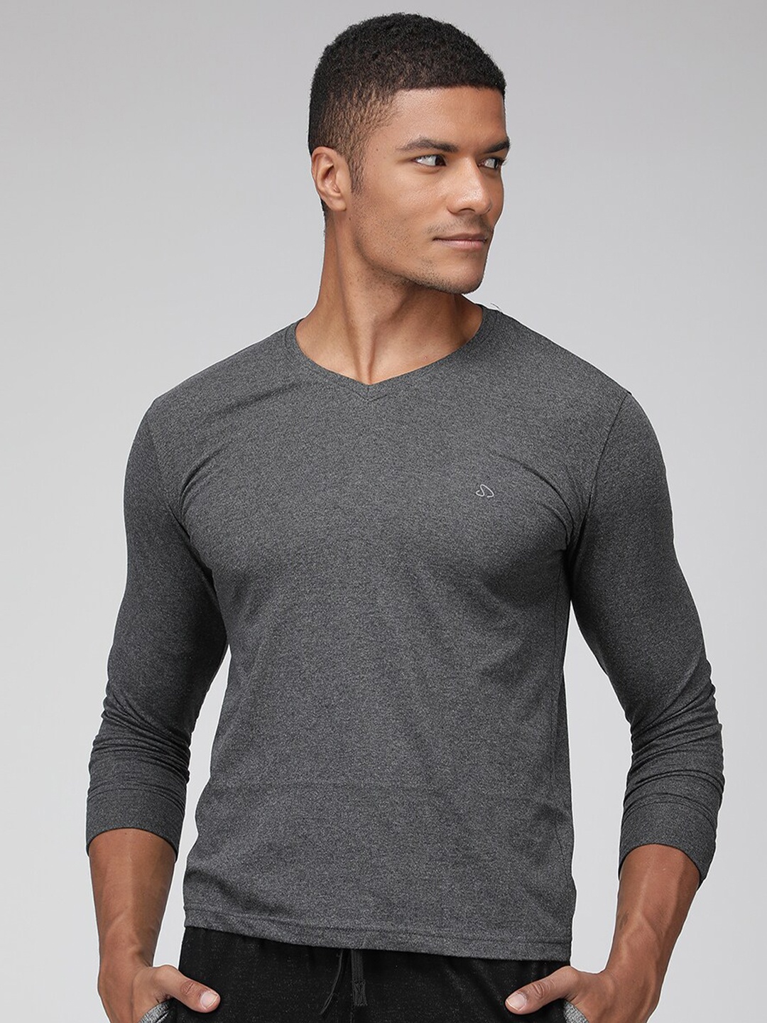 

SPORTO V-Neck Long Sleeves Casual T-Shirt, Charcoal