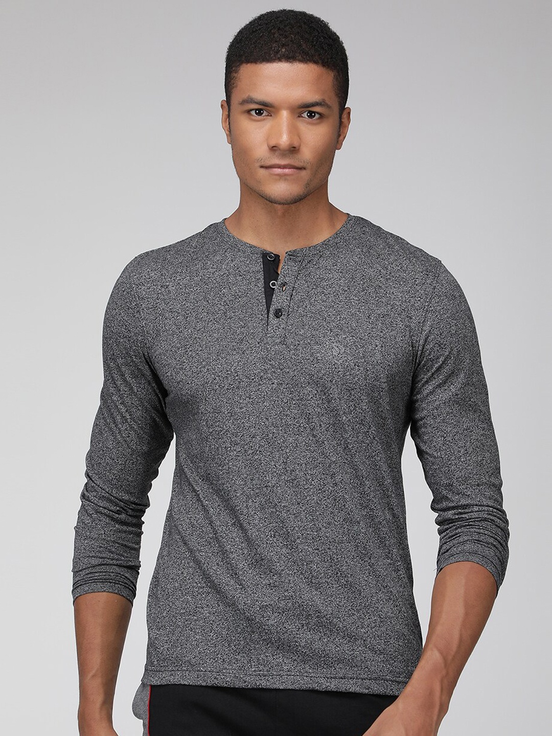 

SPORTO Henley Neck Long Sleeves T-shirt, Grey