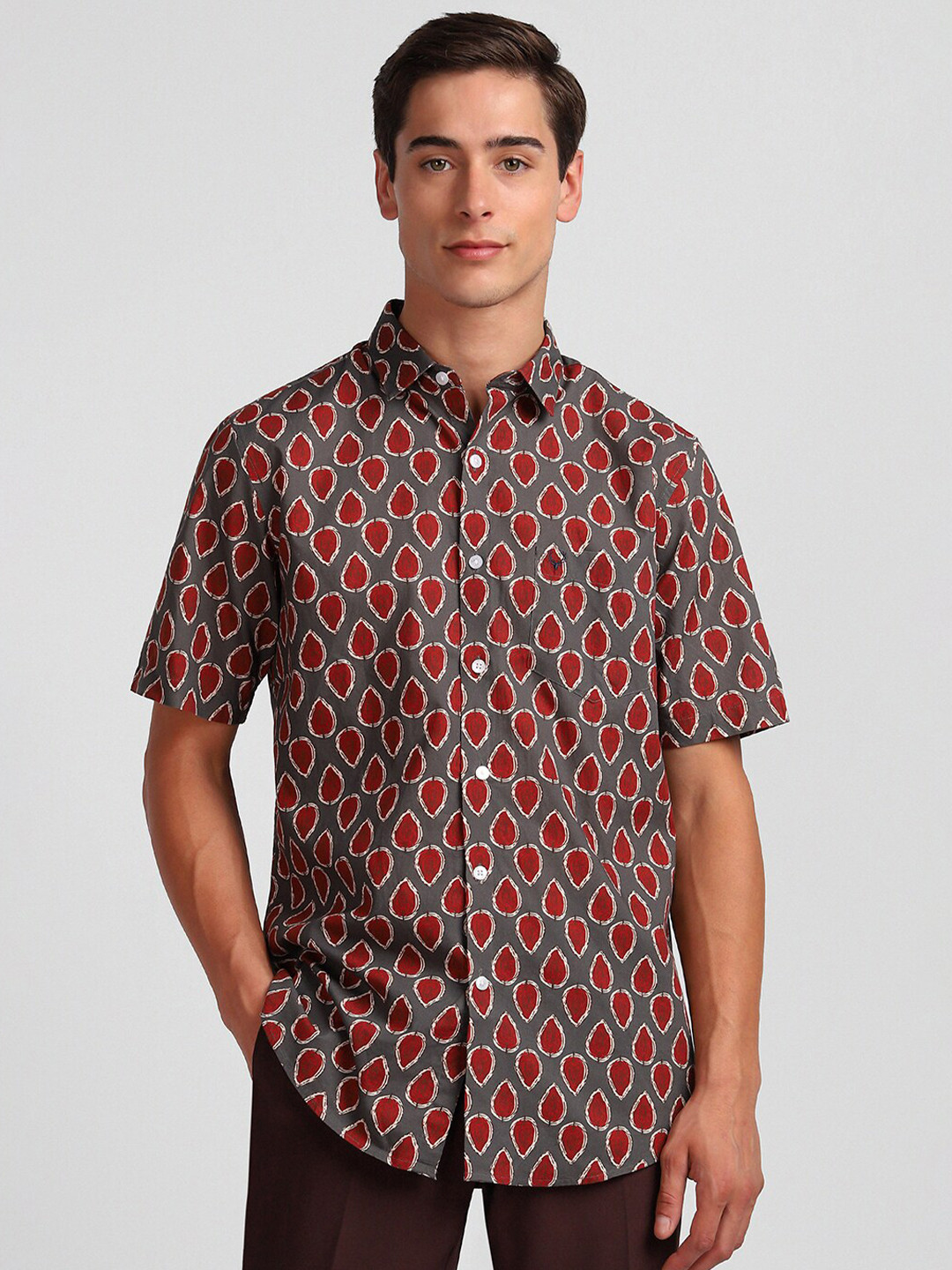 

Allen Solly Slim Fit Abstract Printed Pure Cotton Casual Shirt, Grey
