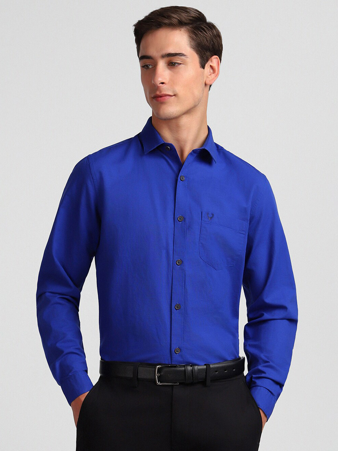 

Allen Solly Slim Fit Opaque Cotton Linen Casual Shirt, Blue