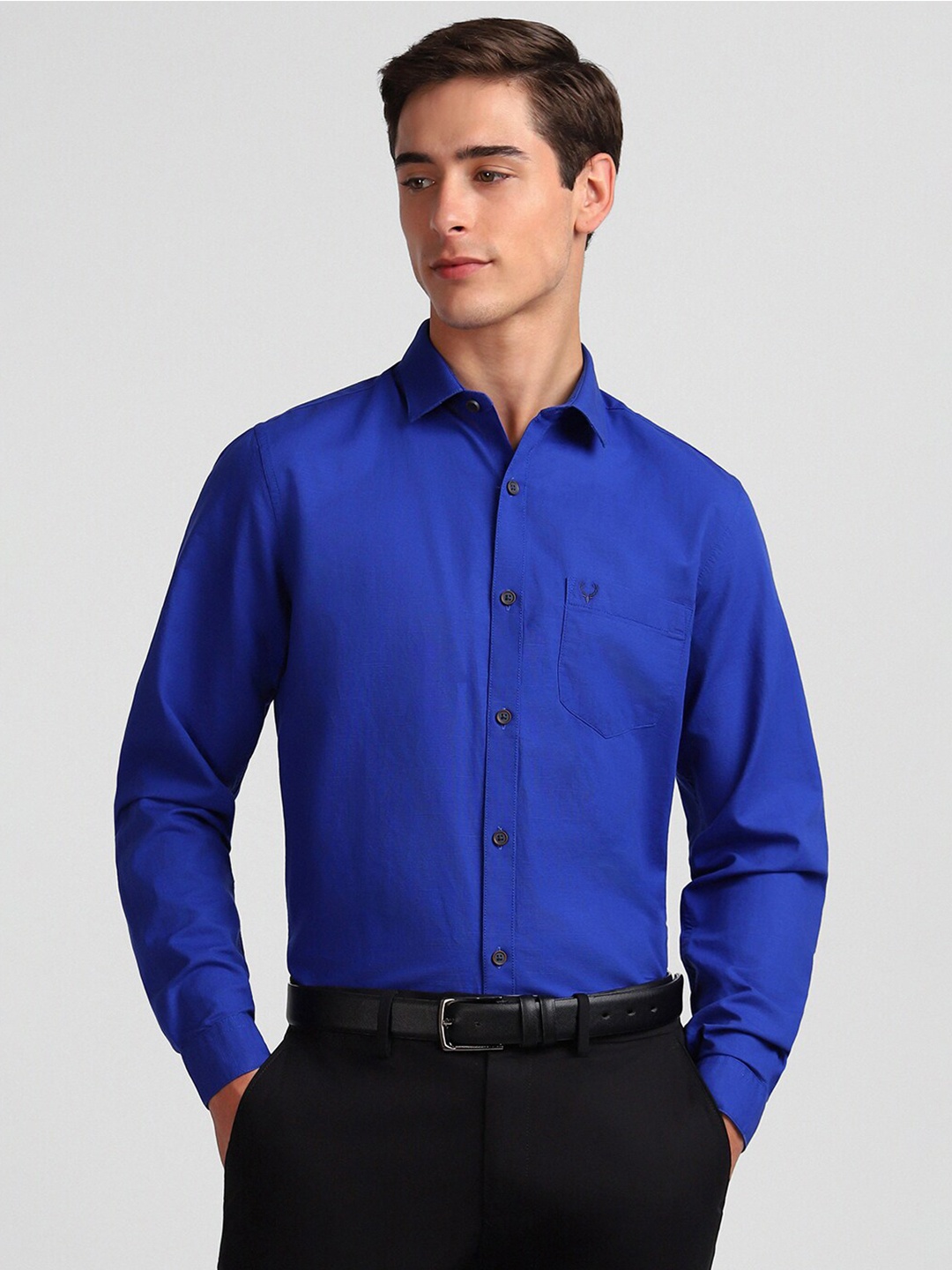 

Allen Solly Slim Fit Cotton Linen Formal Shirt, Blue