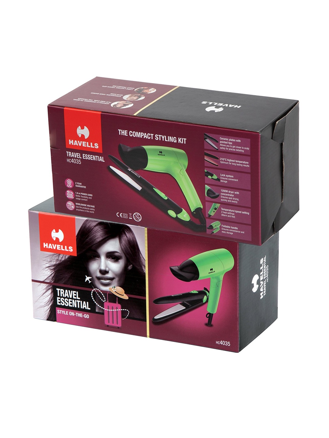 

Havells Green & Black Hair Dryer & Straightener Combo HC4035