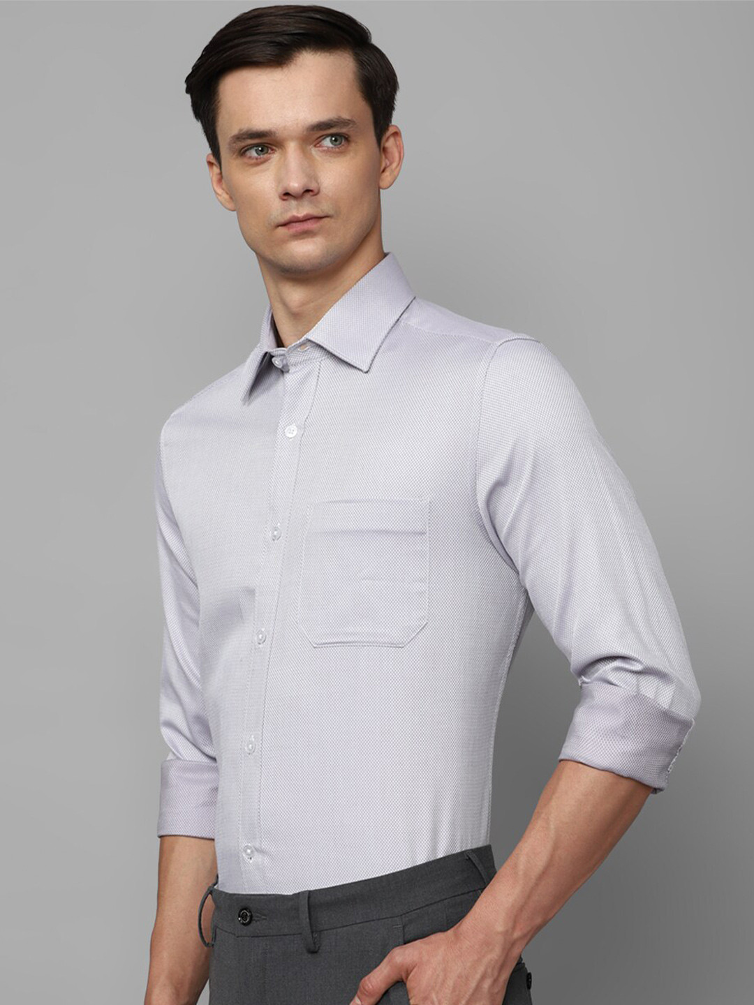 

Louis Philippe Self Design Pure Cotton Formal Shirt, Grey