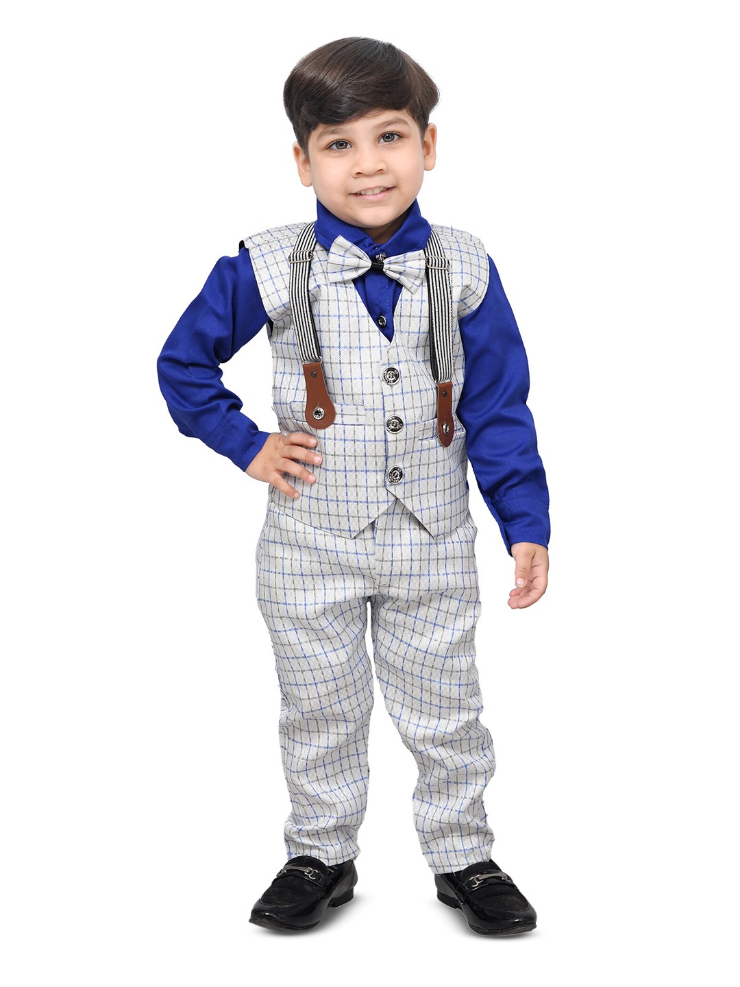 

BAESD Boys Printed Shirt with Trousers & Waistcoat, Blue