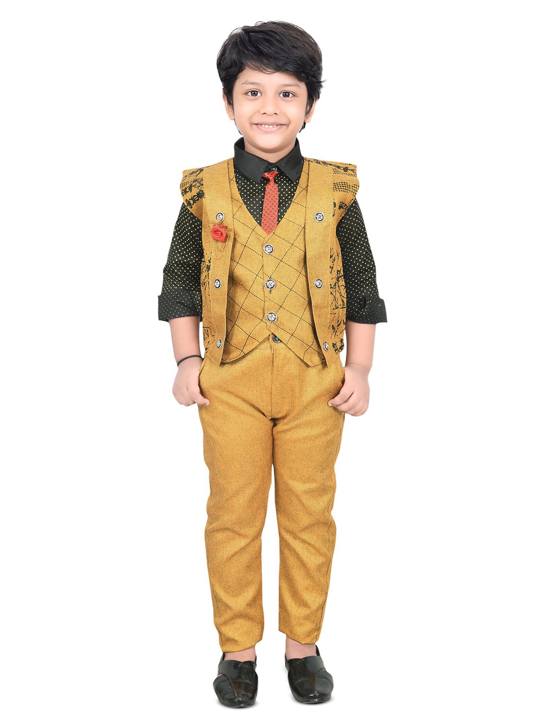 

BAESD Boys Printed Shirt with Trousers, Yellow