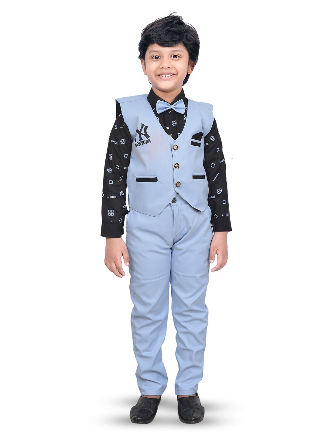 

BAESD Boys Printed Shirt with Trousers, Blue