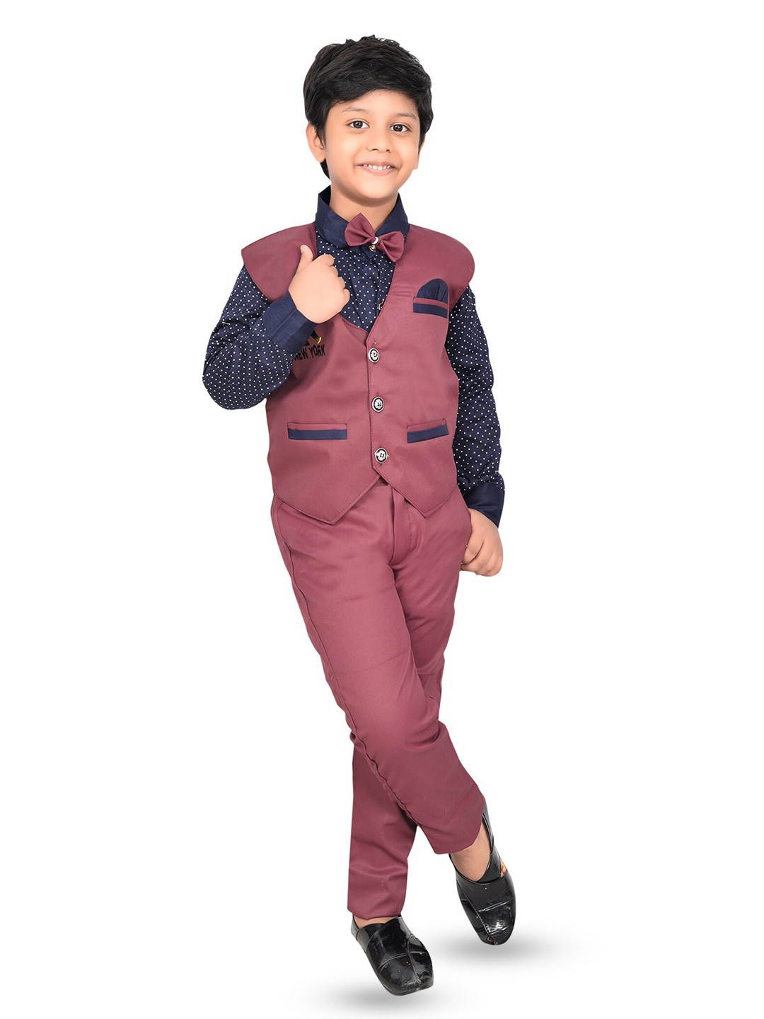

BAESD Boys Regular Fit 3 Piece Suit, Navy blue