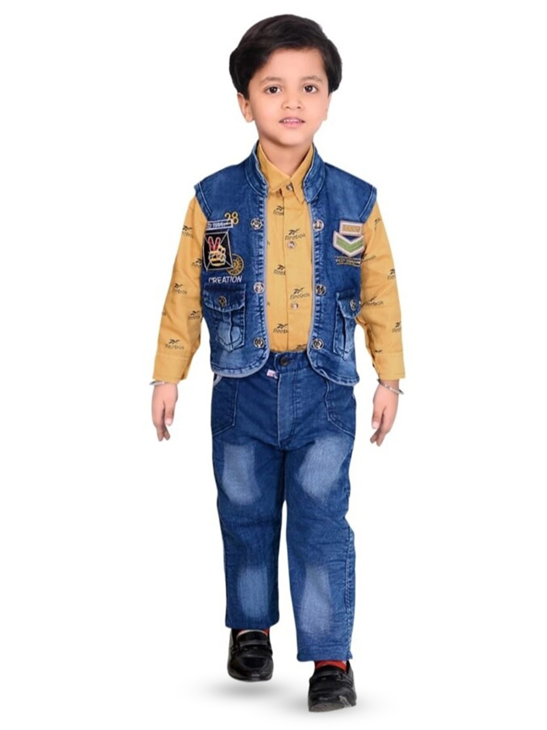 

BAESD Boys Conversational Printed Shirt With Trousers & Waistcoat, Yellow