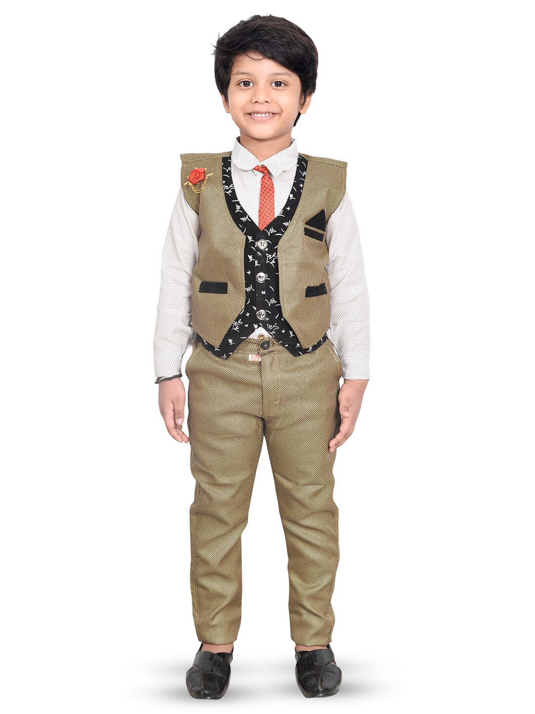 

BAESD Boys Shirt & Trousers With Waistcoat, Brown