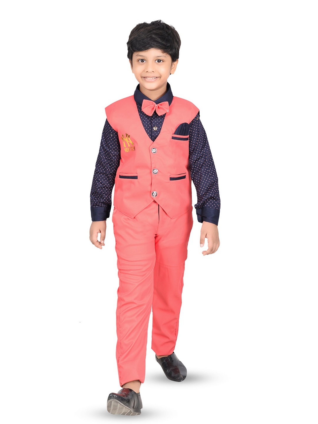 

BAESD Boys Printed Shirt with Trousers & Waistcoat, Pink