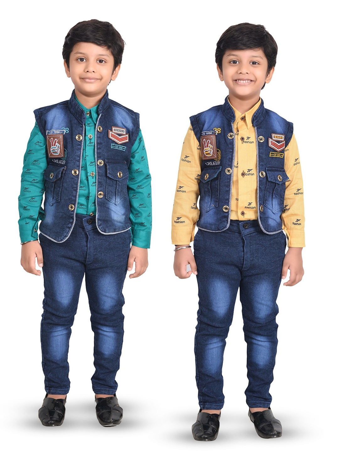 

BAESD Boys Pack Of 2 Printed Shirt With Trousers & Waistcoat, Blue