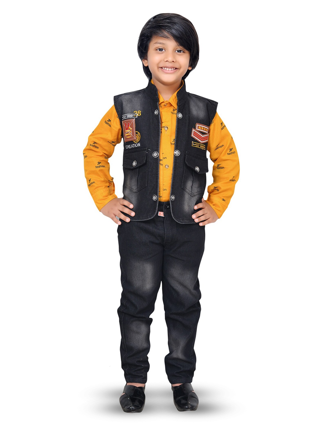 

BAESD Boys Printed Shirt with Trousers & Waistcoat, Yellow