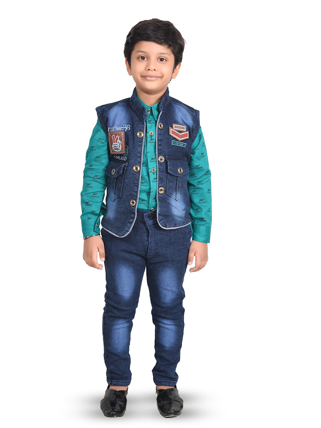 

BAESD Boys Printed Shirt With Trousers, Blue