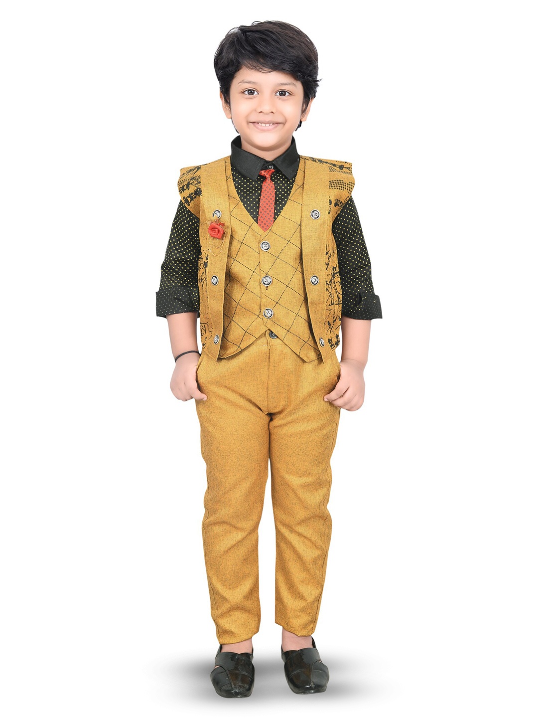 

BAESD Boys Regular Fit 3 Piece Suit, Yellow
