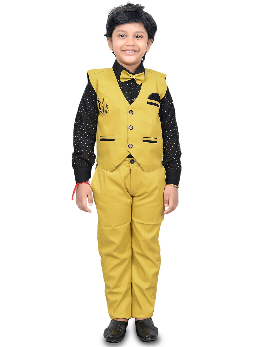 

BAESD Boys Shirt & Trousers With Waistcoat, Yellow