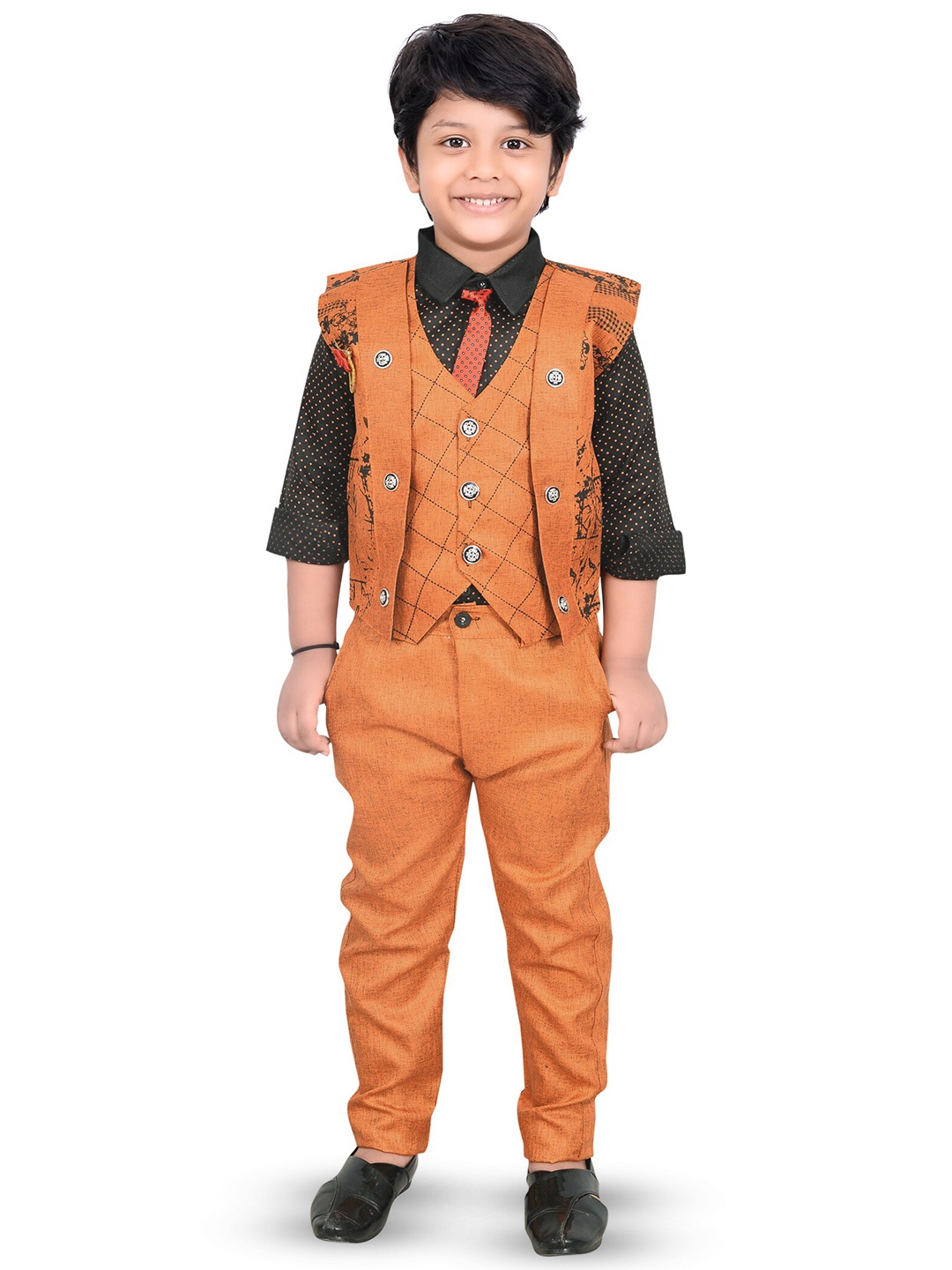 

BAESD Boys Regular Fit 3 Piece Suit, Orange