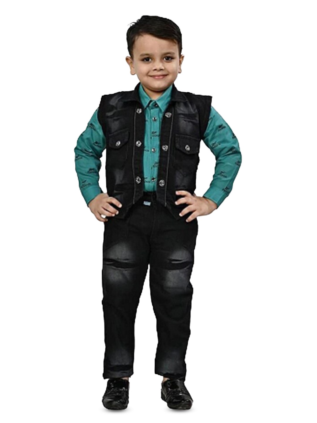 

BAESD Boys Regular Fit 3 Piece Suit, Black