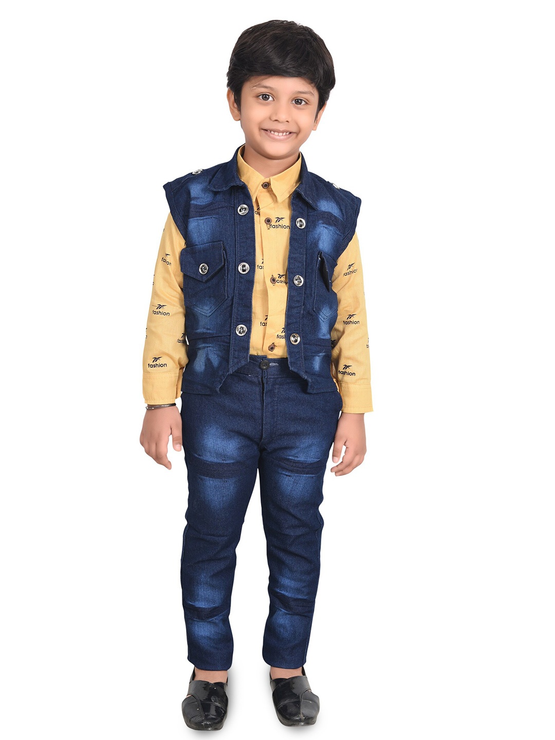 

BAESD Boys Printed Shirt with Trousers & Waistcoat, Yellow