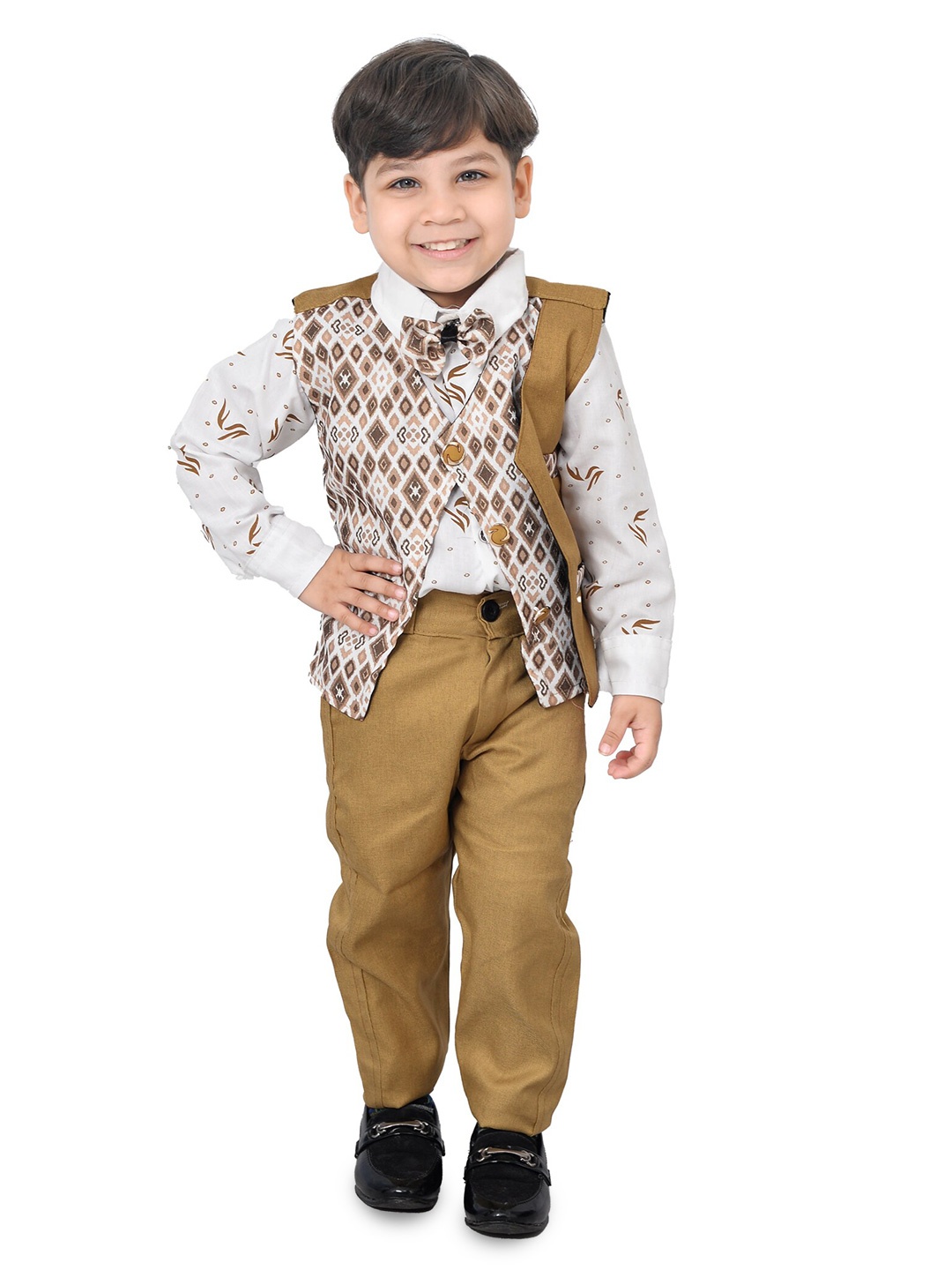 

BAESD Boys Printed Shirt with Trousers & Waistcoat, Yellow