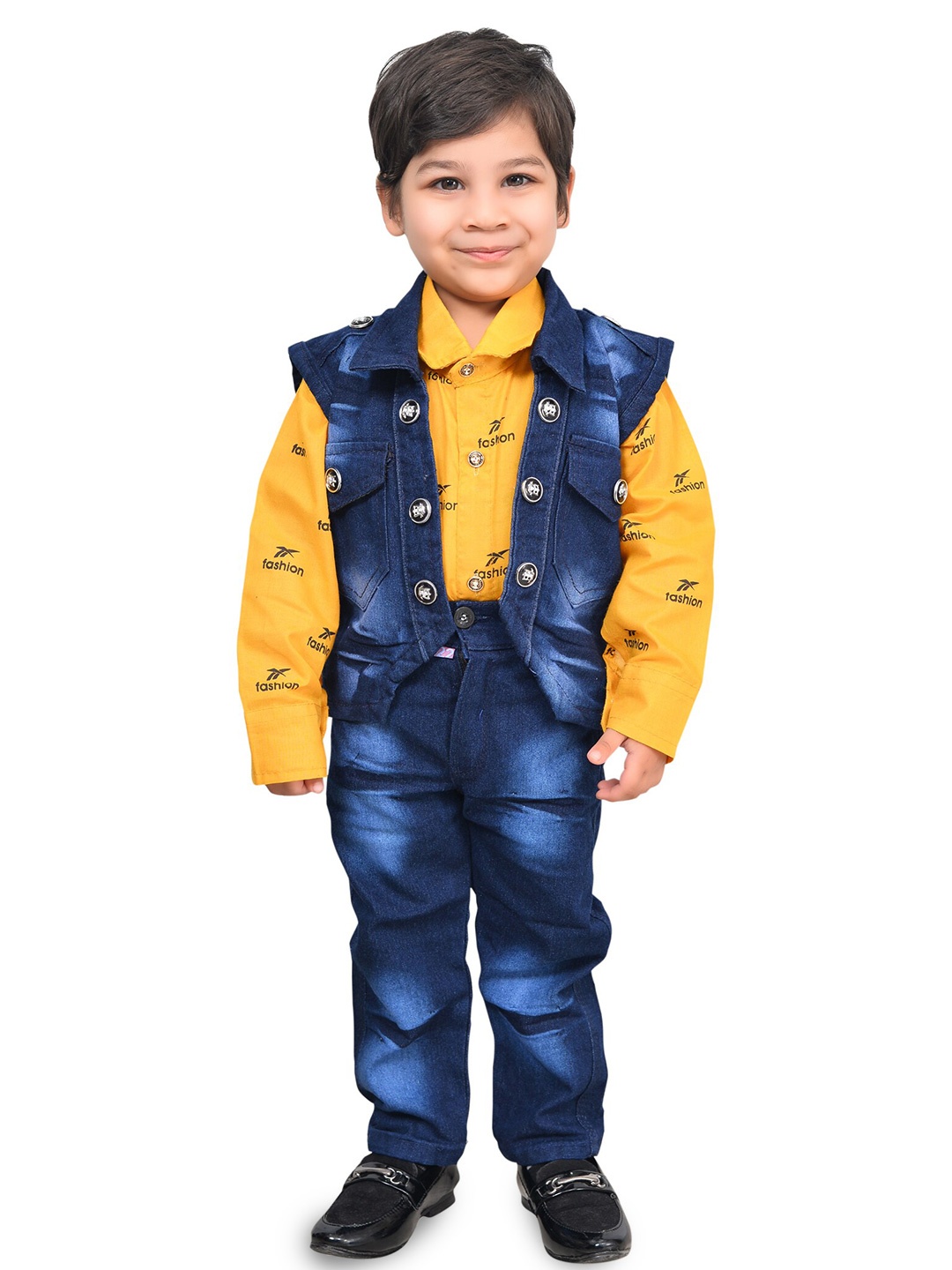 

BAESD Boys Printed Shirt with Trousers & Waistcoat, Yellow