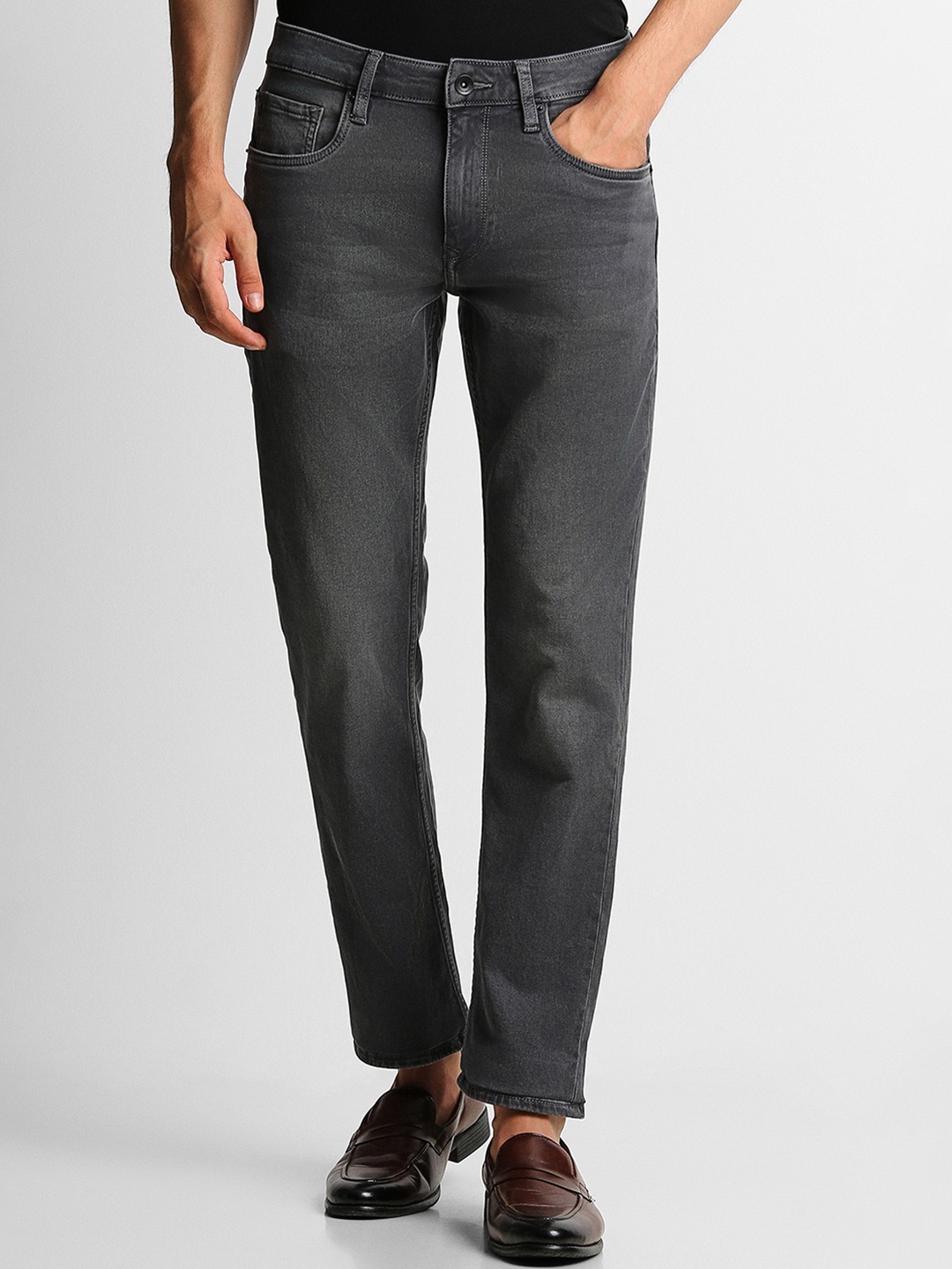 

Louis Philippe Jeans Men Slim Fit Cropped Stretchable Jeans, Grey