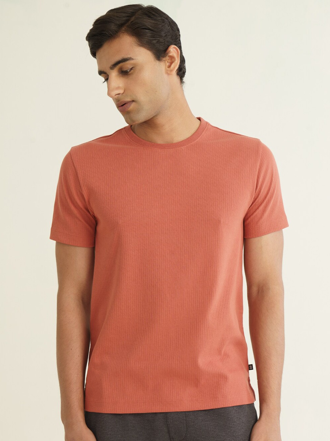 

DAMENSCH Statement Texture Regular Fit Waffle T-Shirt, Rust