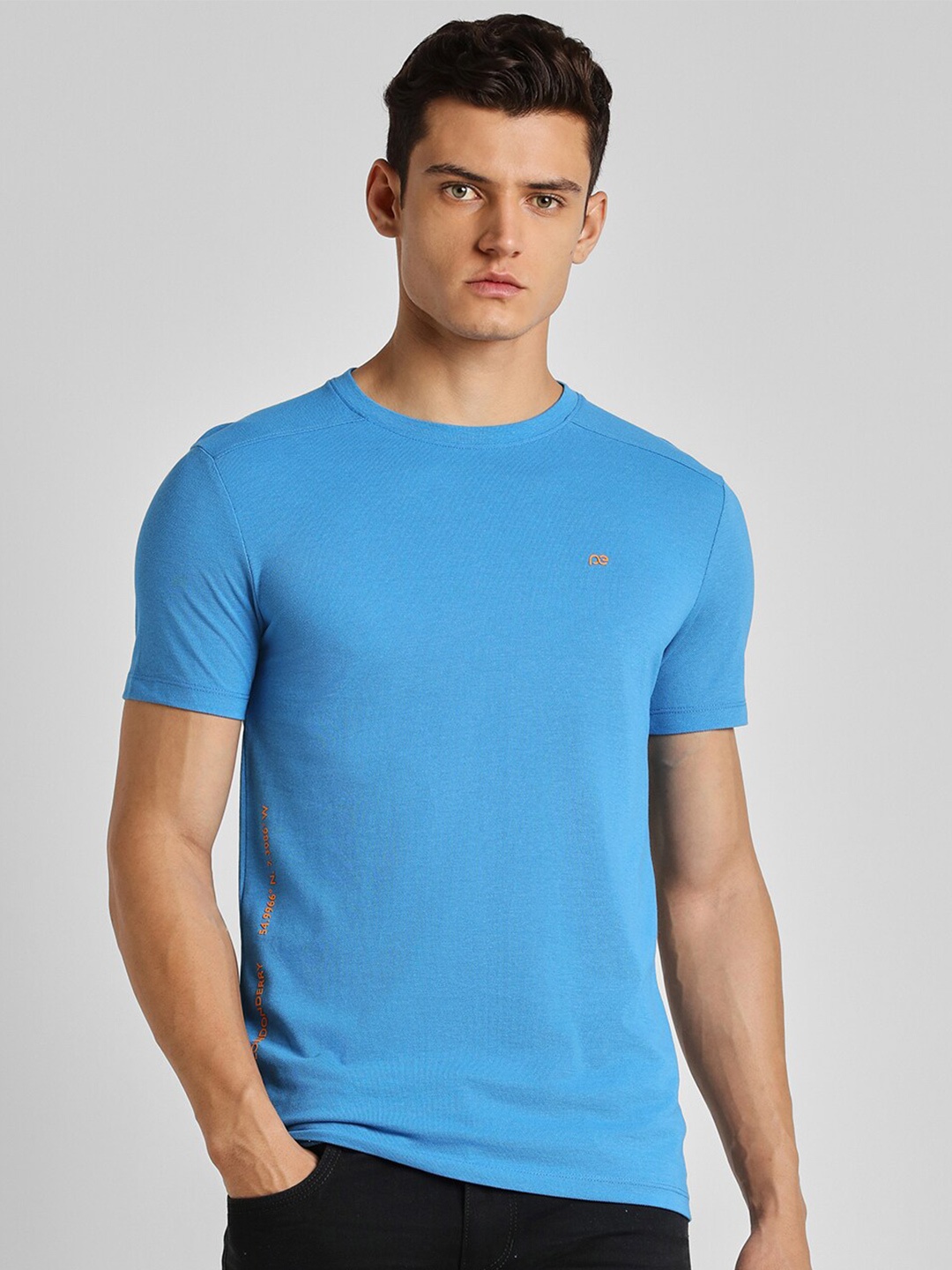 

Peter England Casuals Round Neck Short Sleeves Casual T-Shirt, Blue