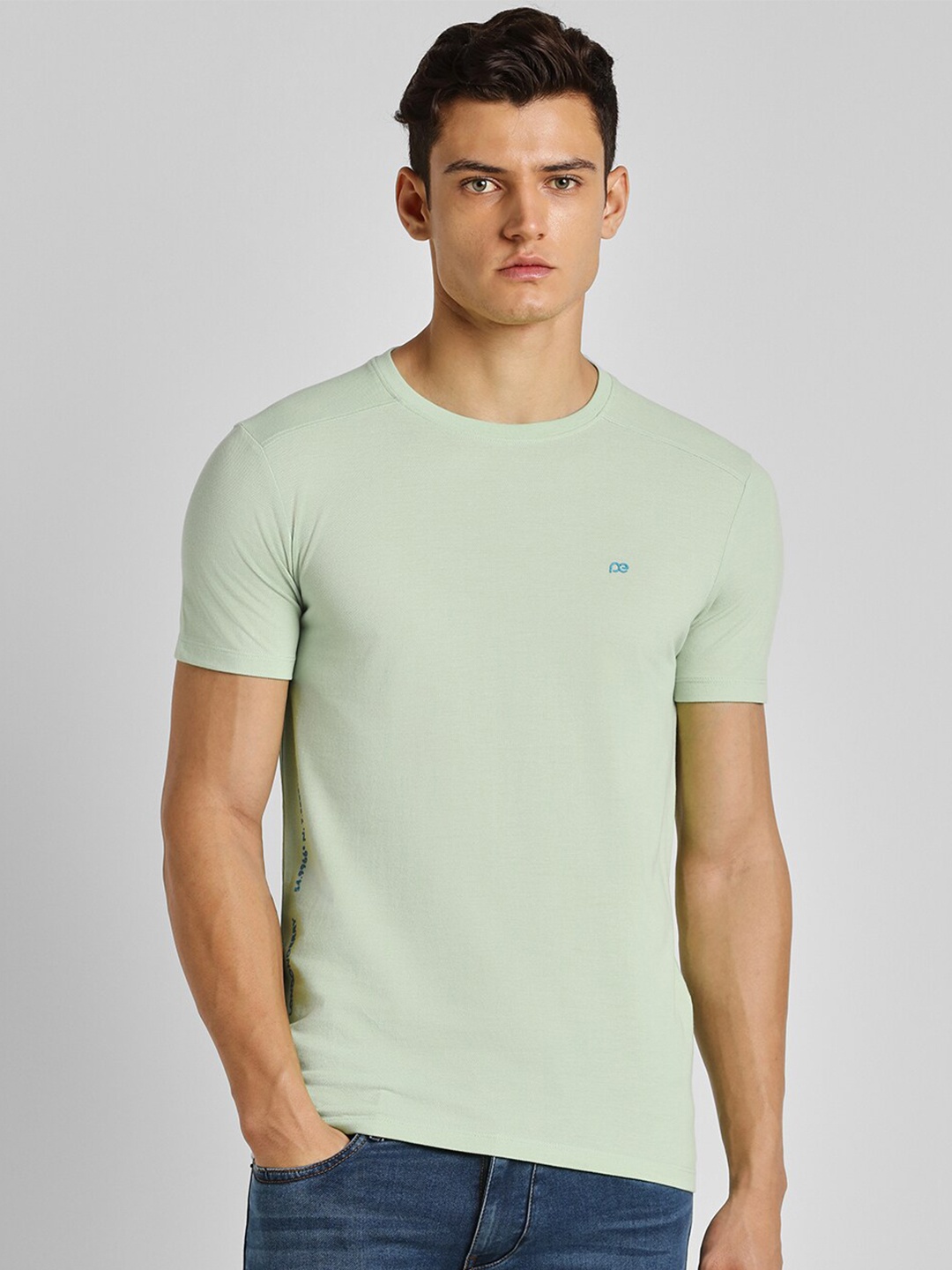 

Peter England Casuals Round Neck Short Sleeves Casual T-shirt, Green