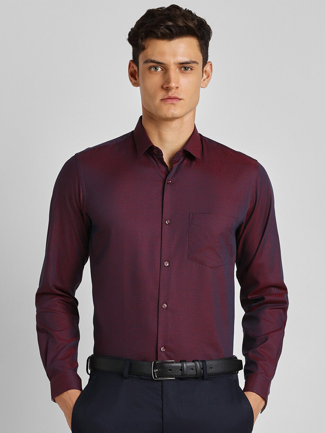 

Peter England Spread Collar Pure Cotton Formal Shirt, Maroon