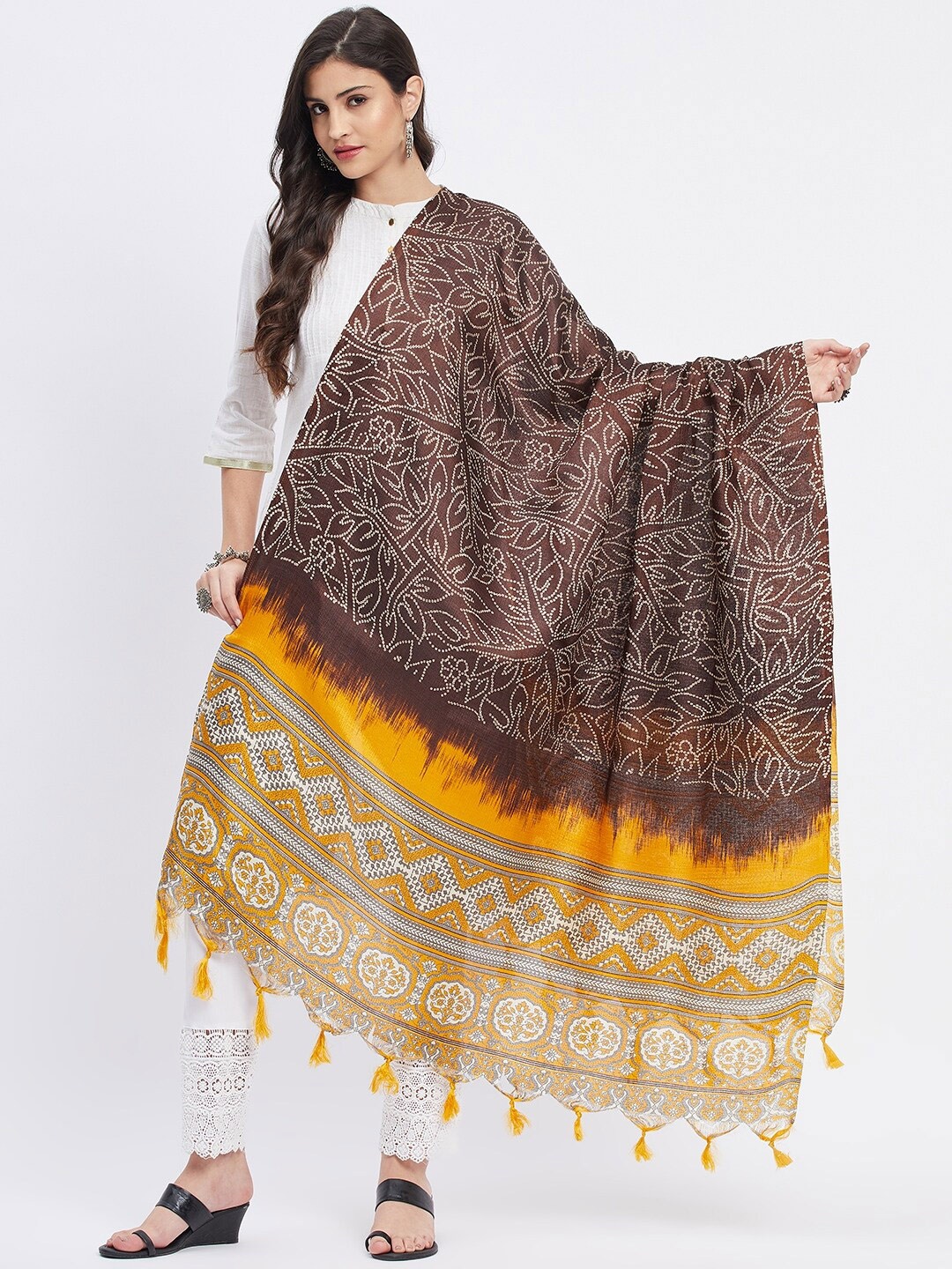 

Clora Creation Bandhani Printed Dupatta, Brown