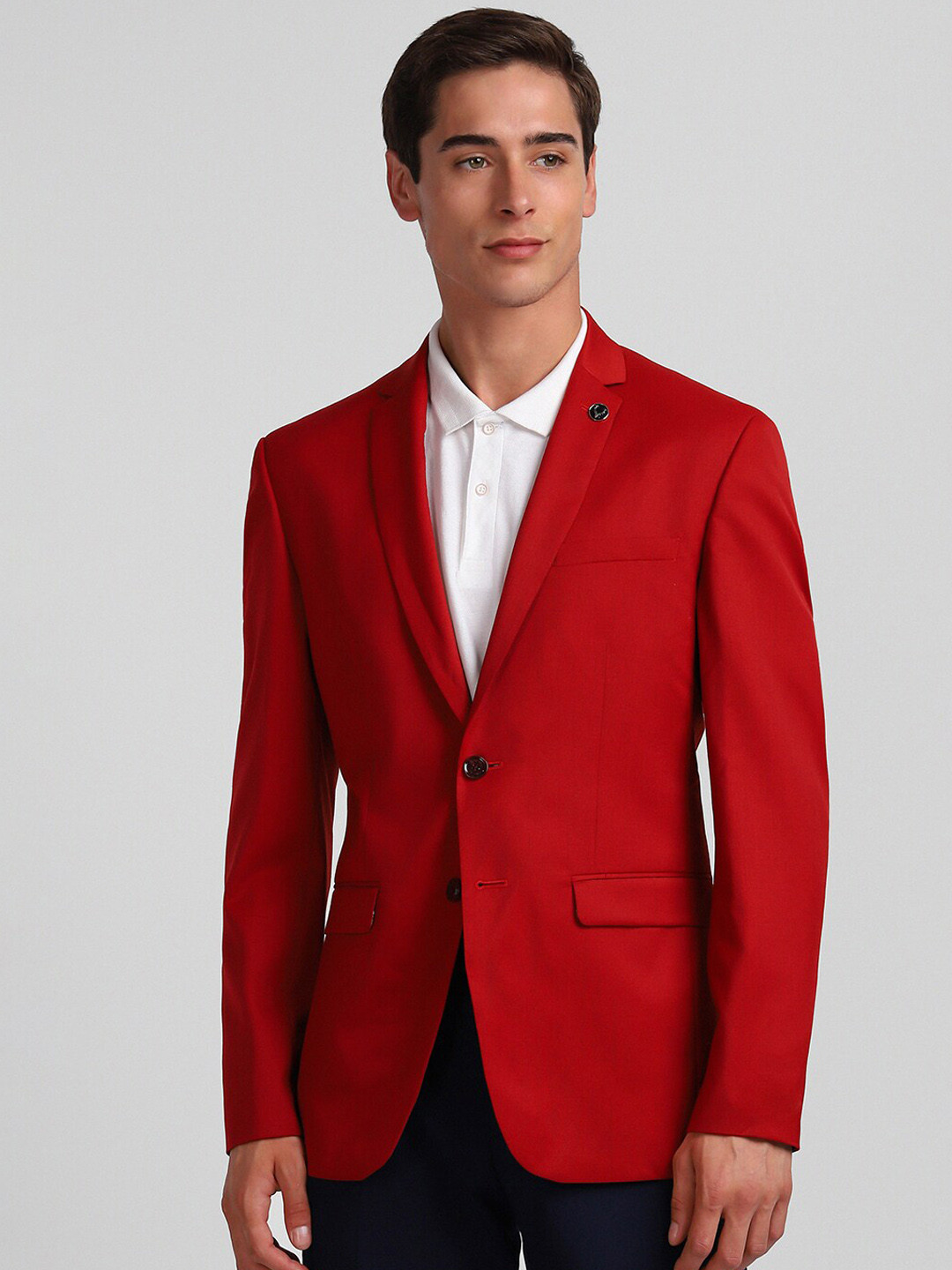 

Allen Solly Slim-Fit Single Breasted Formal Blazer, Red