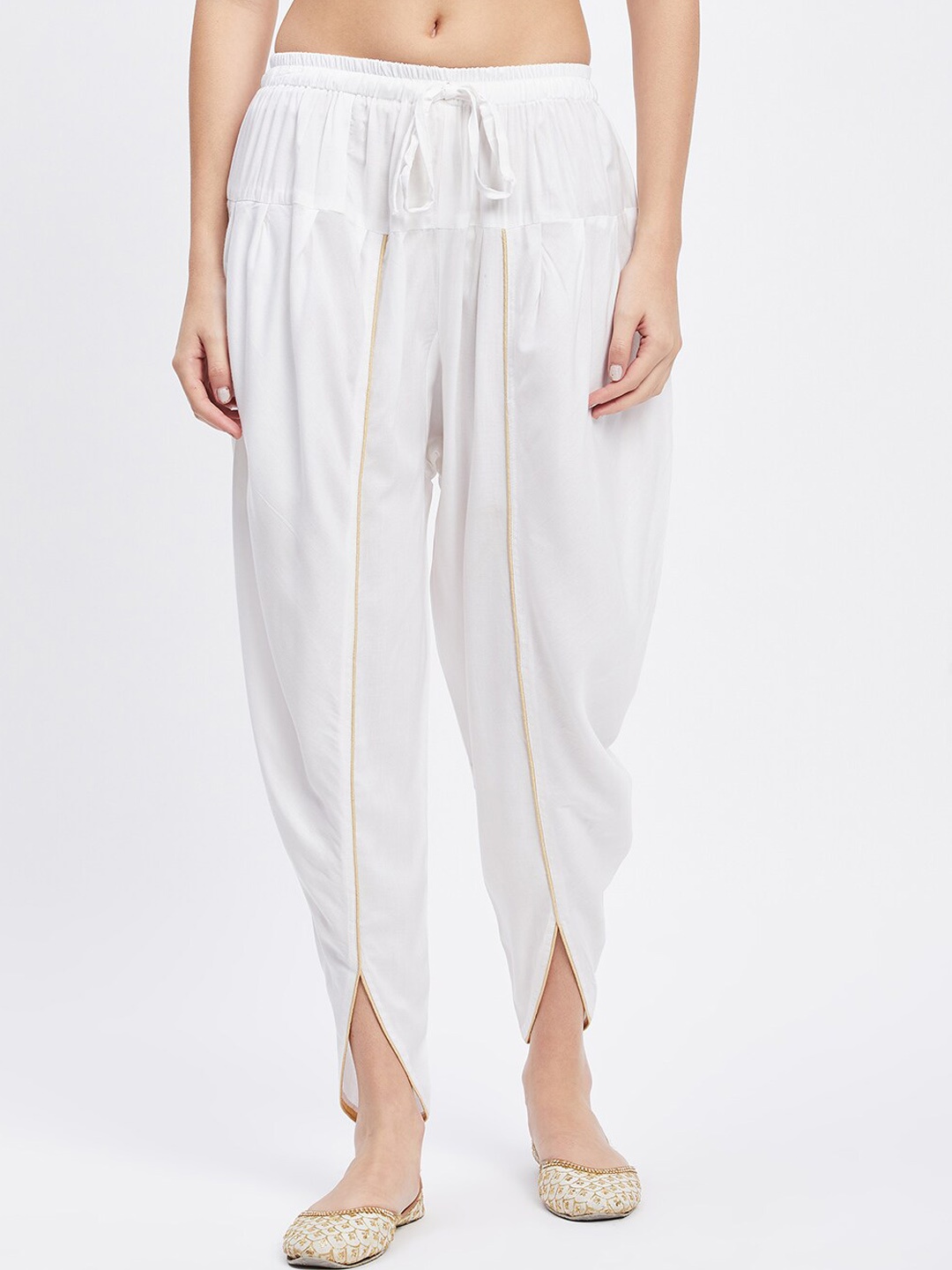 

Clora Creation Rayon Tulip Dhoti Pants, White