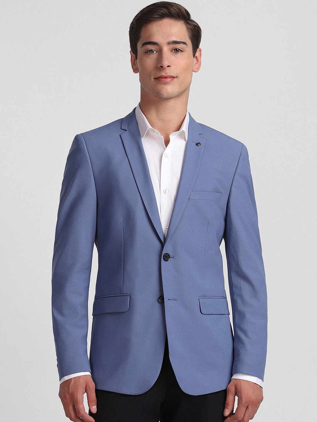 

Allen Solly Slim-Fit Single Breasted Pure Cotton Formal Blazer, Blue