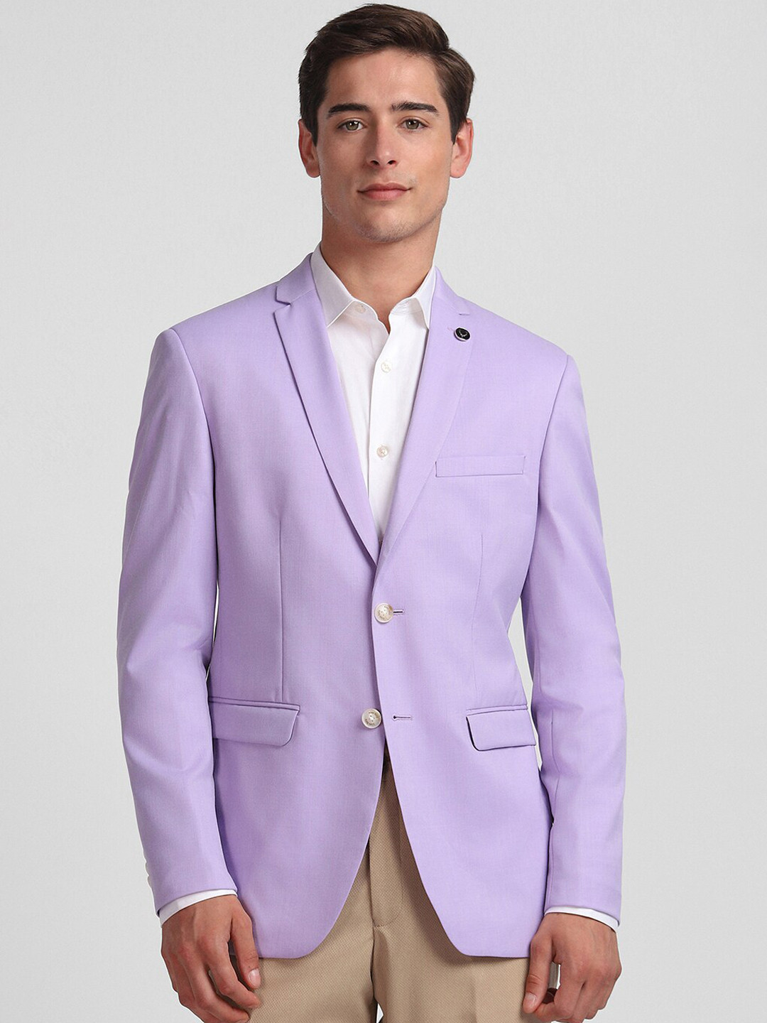 

Allen Solly Slim-Fit Notched Lapel Single Breasted Formal Blazer, Purple