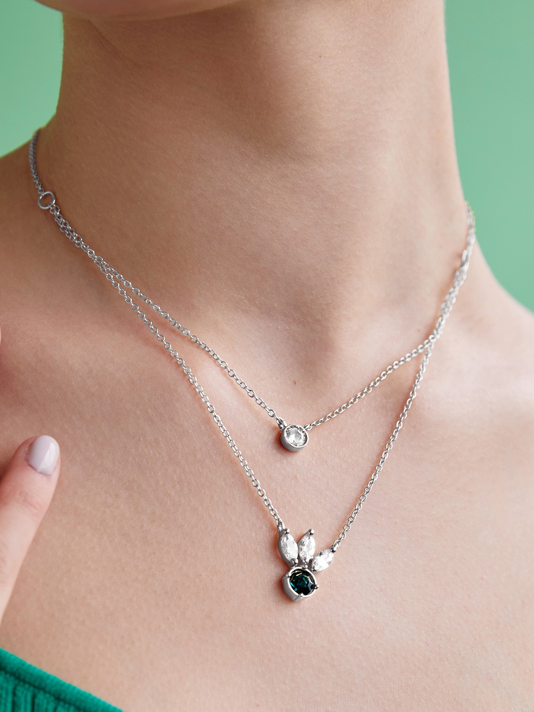 

AIKA BY MINUTIAE Brass Silver-Plated Layered Necklace