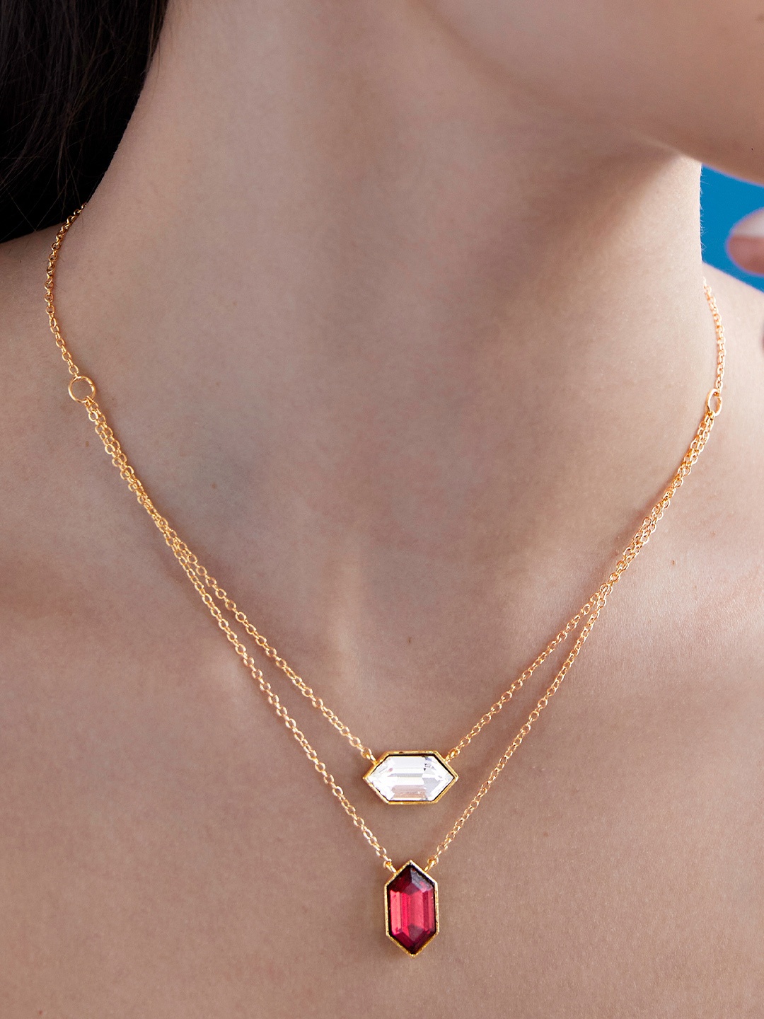 

AIKA BY MINUTIAE Gold-Plated Layered Crystal Necklace