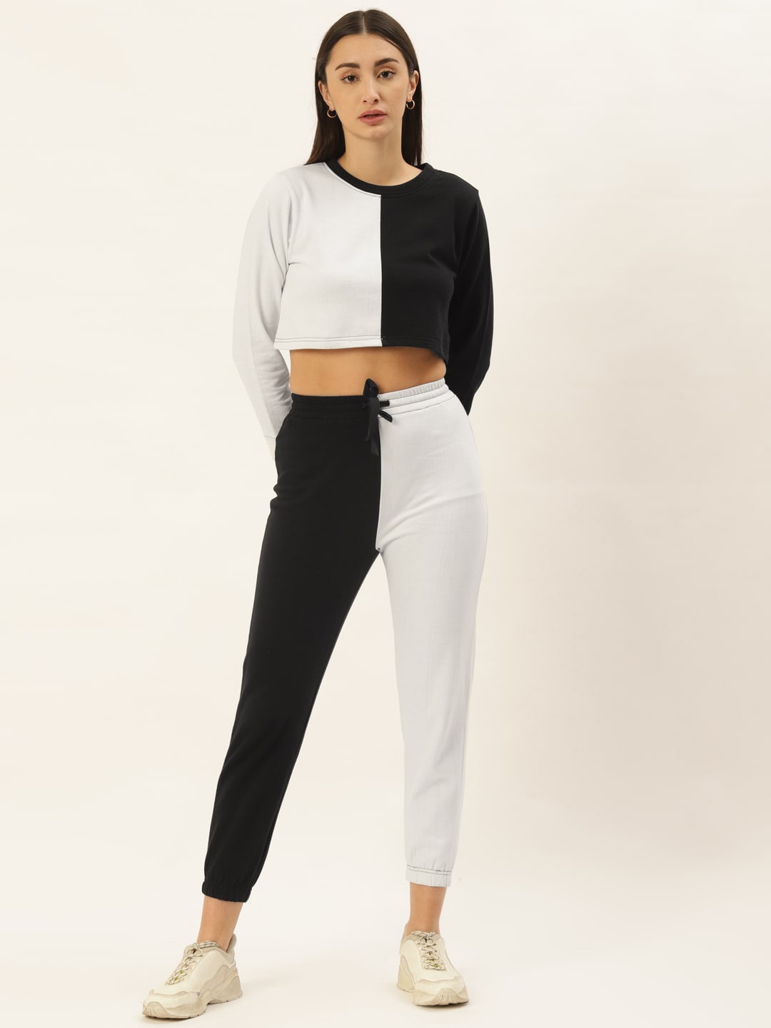 

BAESD Colourblocked Crop Sweatshirt With Joggers, Black
