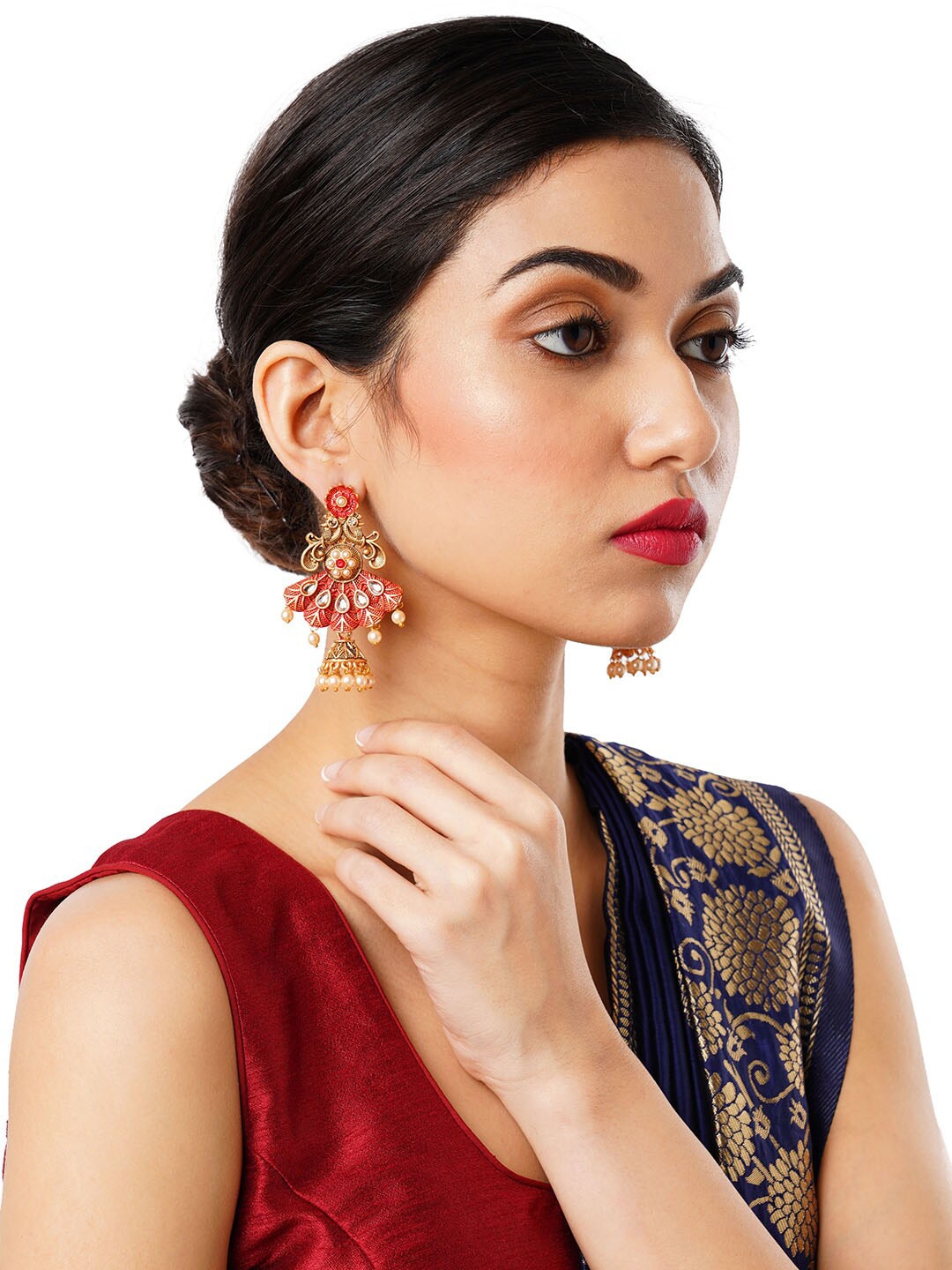 

Anouk Gold-Toned Gold-Plated Dome Shaped Jhumkas