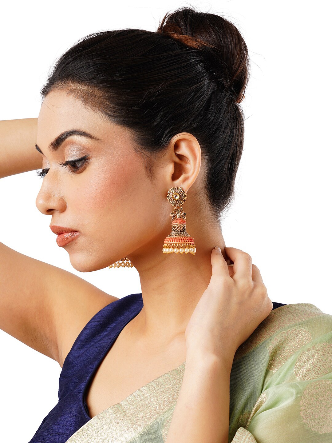 

Anouk Gold-Plated Dome Shaped Jhumkas