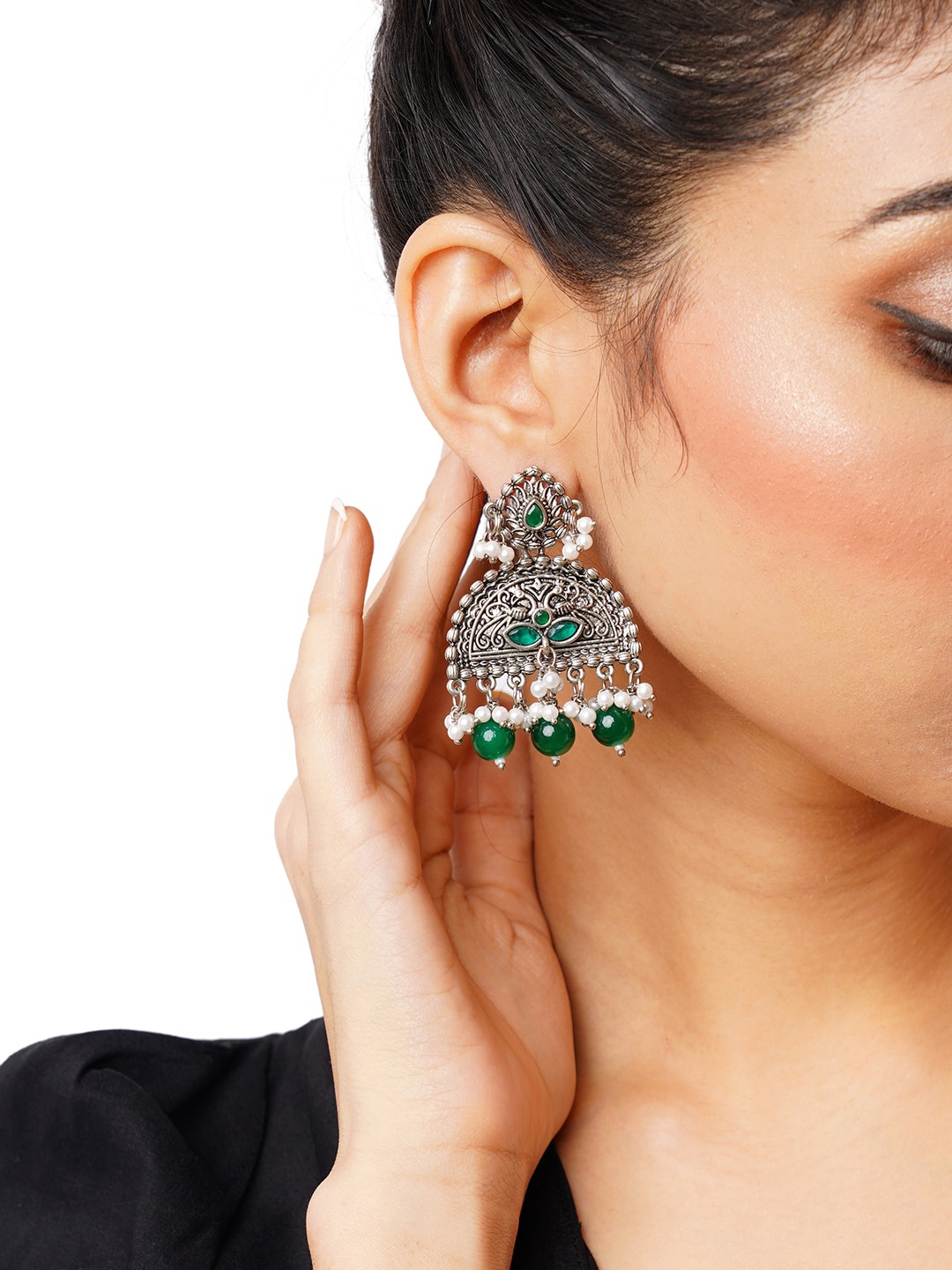 

Anouk Silver-Plated Classic Jhumkas Earrings